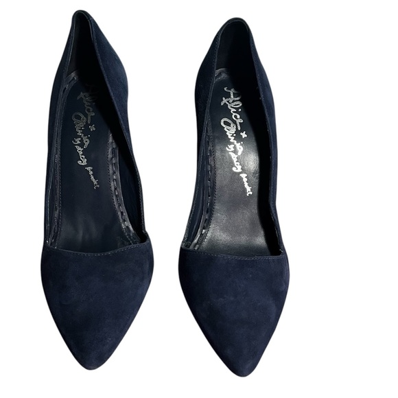 Alice + Olivia Pumps High Heels Dina Blue Suede Leather Pointy Toe size 38 - Picture 4 of 13